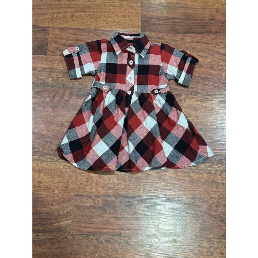Ruffle Butts - Red, Black, and White Plaid Shirt Dress
